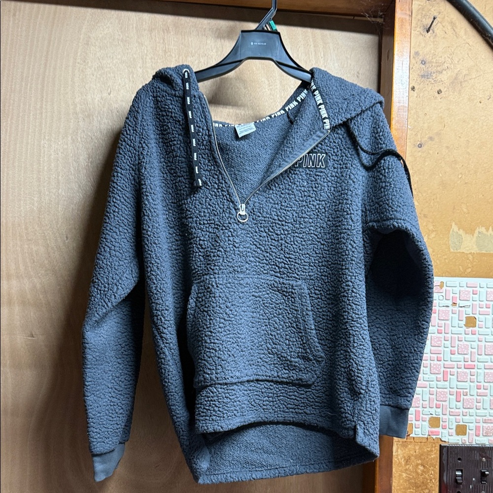 Gray Sherpa Hoodie VS PINK